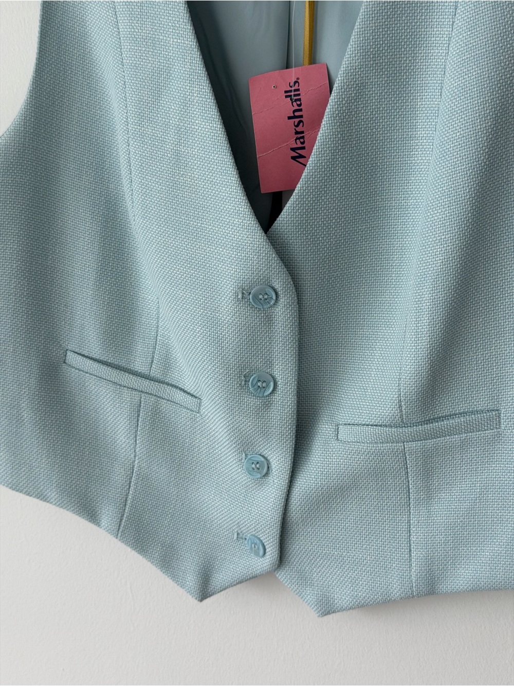 House of Harlow 1960 Pastel Blue Tailored Button Vest - Picture 2 of 3